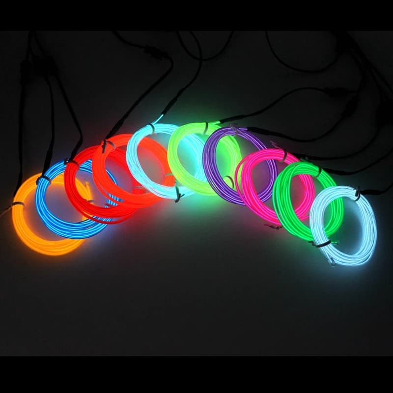 EL Wire Neon Light Glow Rope - Flexible LED String Light for Party, Dance, Car Decoration - Available in 1M, 2M, 3M, 5M, 10M