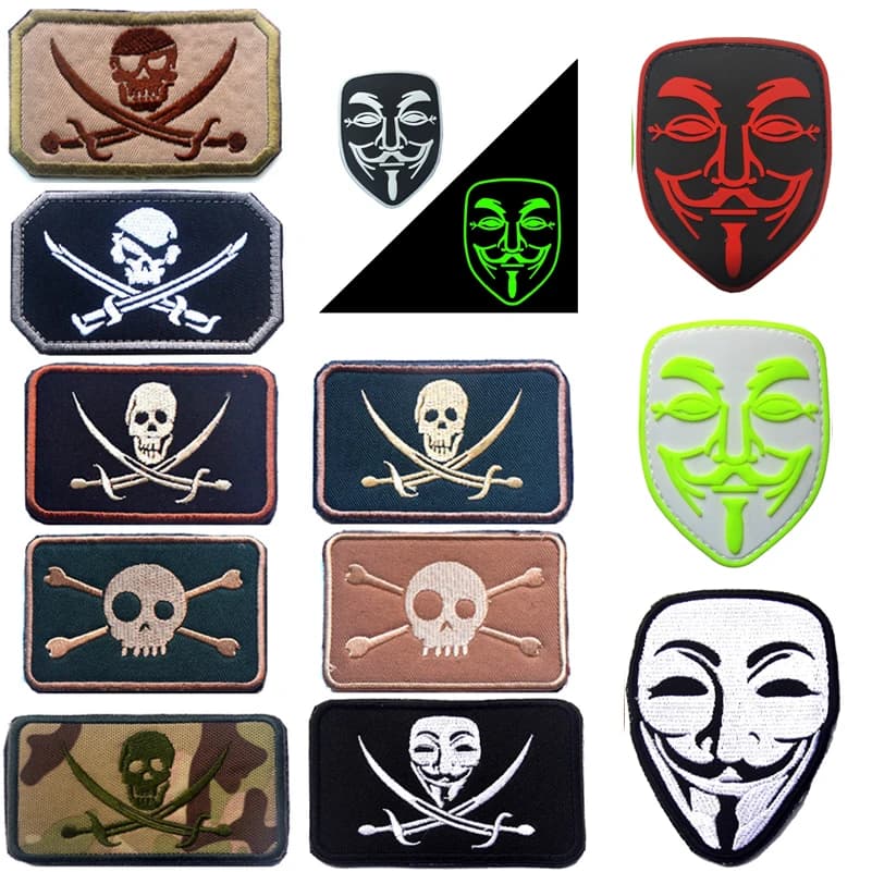 Embroidered/PVC Patch NAVY SEALS Jolly Roger Pirate Skull Crossed Swords Patch Army Military Tactical Embroidery Badges