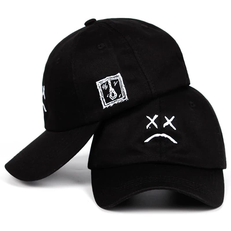 Lil Peep Sad Face Dad Hat - Embroidered 100% Cotton Baseball Cap - Xxxtentacion Hip Hop Cap - Golf Love Lil.peep Snapback for Women and Men