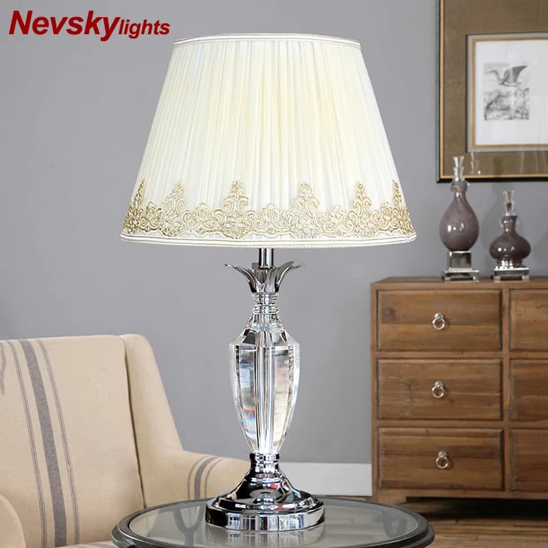 Crystal Table Lamp for Bedroom Desk - Modern Home Decoration and Bedside Table Lighting for Living Room