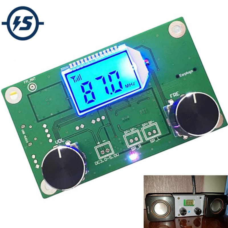 Frequency Modulation Stereo Receiving PCB Circuit Board with Silencing LCD Display 3-5V LCD Module - FM Radio Receiver