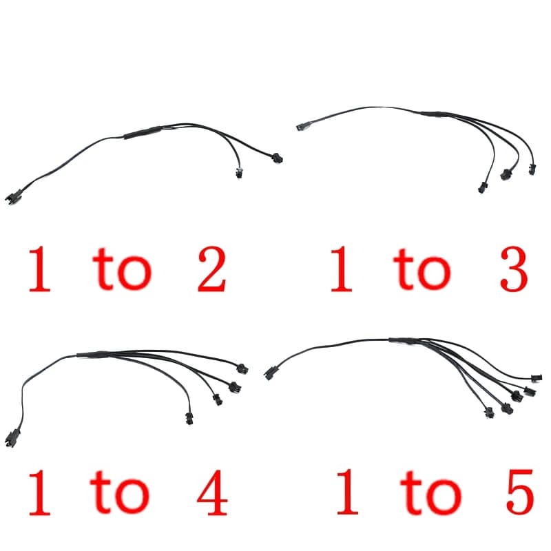 EL Wire Splitter Cable - 1 to 2/3/4/5 Way Connector for Electroluminescent Lights, Compatible with Inverter
