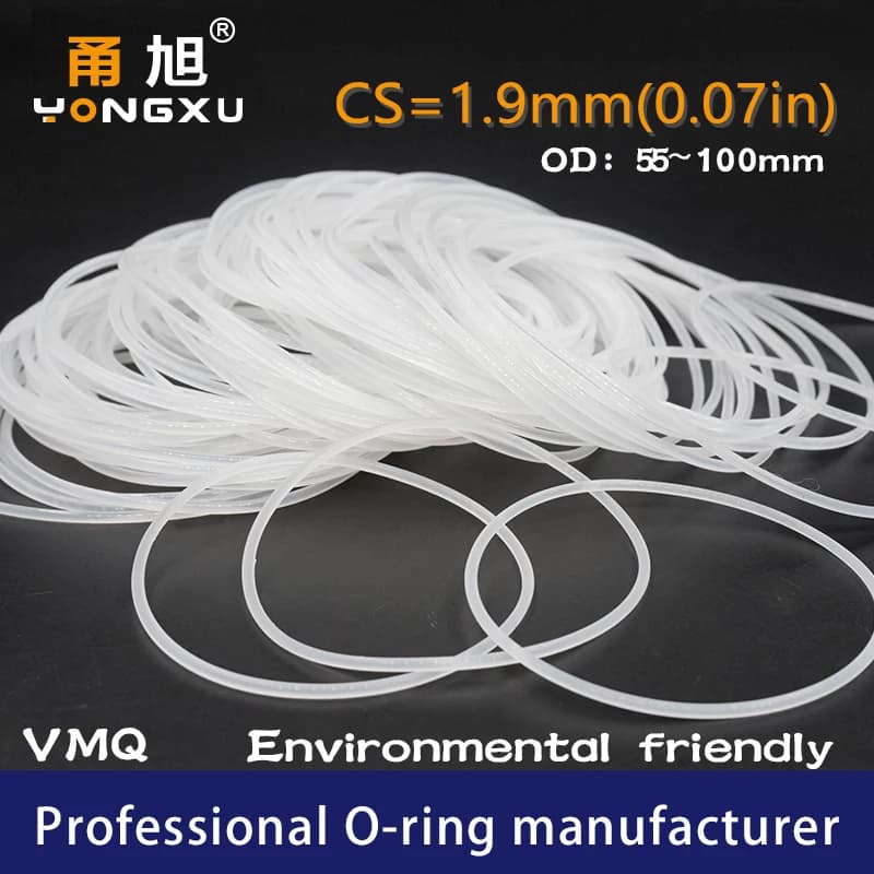 White Silicon O-ring - Silicone/VMQ - 1.9mm Thickness - OD55/60/65/68/70/75/80/85/90/95/100 * 1.9mm - O Ring Seal Rubber Gasket Rings