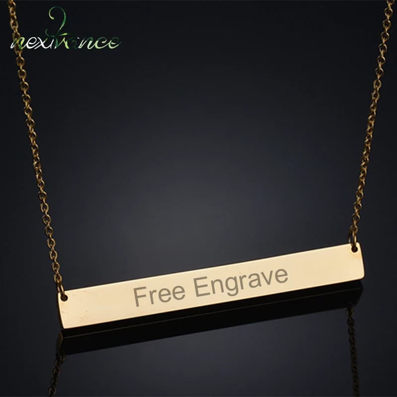 Nextvance 50mm Titanium Bar Engrave Pendant Necklace 3 Colors Custom Nameplate Letter Necklaces for Personalized Gift