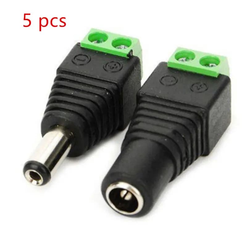 5 Pieces Female + 5 Pieces Male DC Connector 2.1*5.5mm Power Jack Adapter Plug Cable Connector for 3528/5050/5730 LED Strip Light