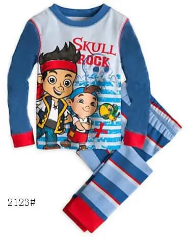 Children's Boys Cotton Nightwear Set with Jake and the Neverland Pirates Cartoon Loungewear - Autumn Sleepwear for Kids Boys Homewear