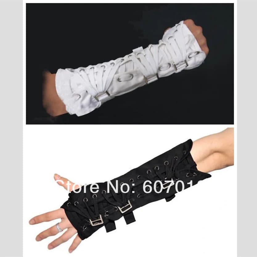 MJ Michael Jackson Collection Black White BAD Punk Cotton Adjustable Arm Brace Glove for Performance Show Party