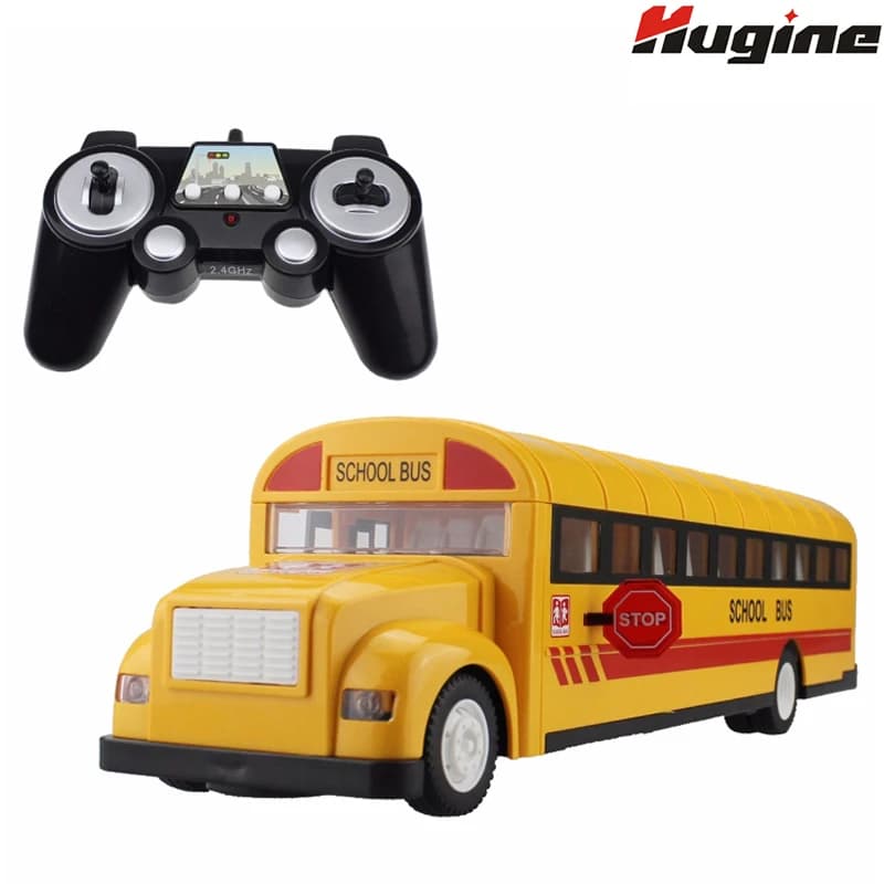 RC Car School Bus 2.4G Remote Control Buses – Opening Door, One Key Starting, Transporter Vehicle Hobby Toys with Sound & Light