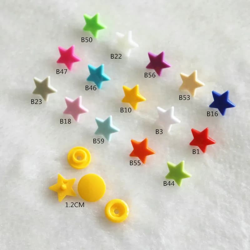 150 Sets of KAM Plastic Snap Button Baby Diapers with Mixed Five-pointed Star Type - 15 Colors