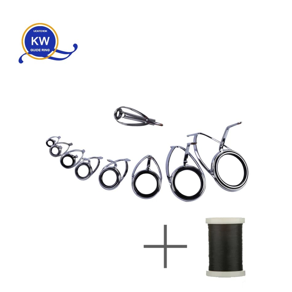 Stainless Steel Fishing Rod Repair Kit- 8Pcs KW 6# - 30# Eye Rings and Kw Guides with Tips for Easy Line Repair