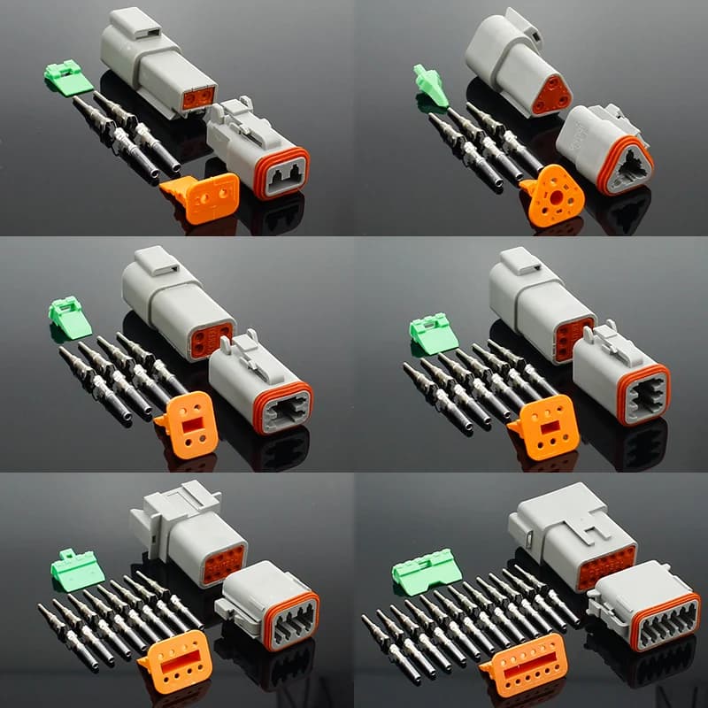 DT Connector Set DT06-2S/DT04-2P 2P 3P 4P 6P 8P 12P Waterproof Electrical Connectors for Car, Motor, Truck with Pins