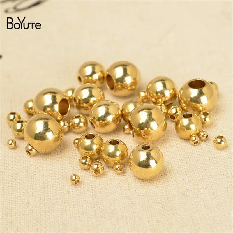 100Pcs Round Metal Brass Spacer Beads Set for DIY Jewelry Making Accessories - BoYuTe