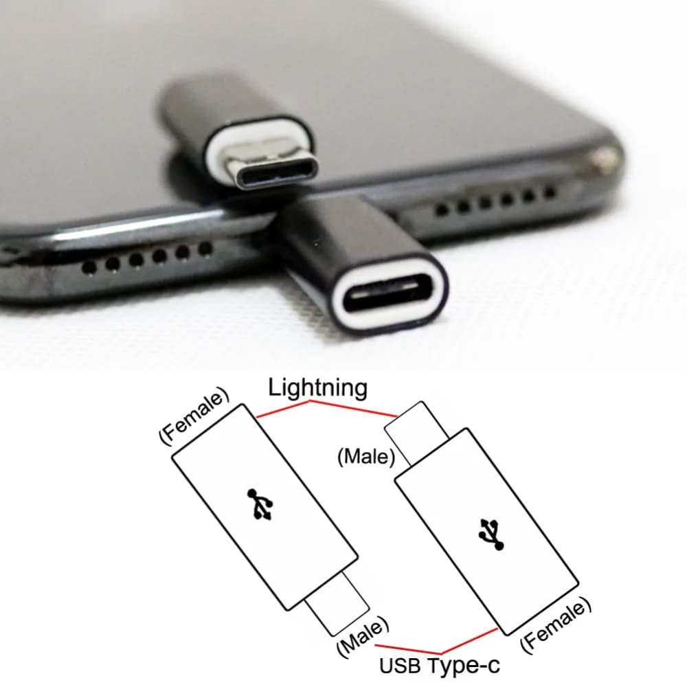 USB Type-C USB-C Female to Lightning Male Adapter - Charging and Data Sync for 8 Pin Lightning Female to Micro USB Male Adaptor