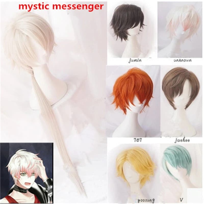 Mystic Messenger 707 Yoosung Zen V Japanese Hair Costume Curly Wigs