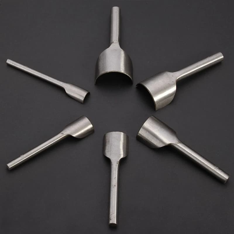 6Pcs/set 15mm-40mm Half Round V Shaped Cutter Punch - Premium Leather Craft Hand Tools for Handmade Crafts and Punching