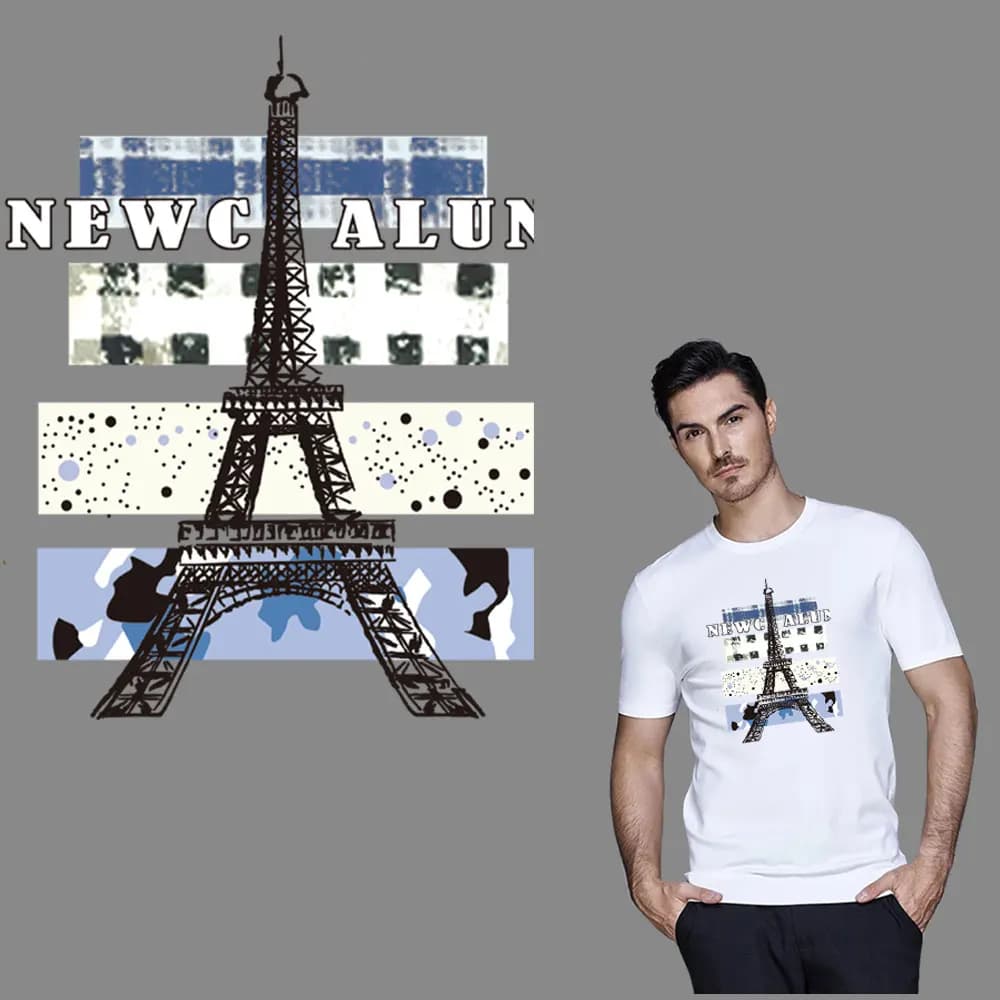 Eiffel Tower Paris Iron on Transfer for Clothing: Patches Applique Badge, DIY Sticker, Thermal Transfer, Washable