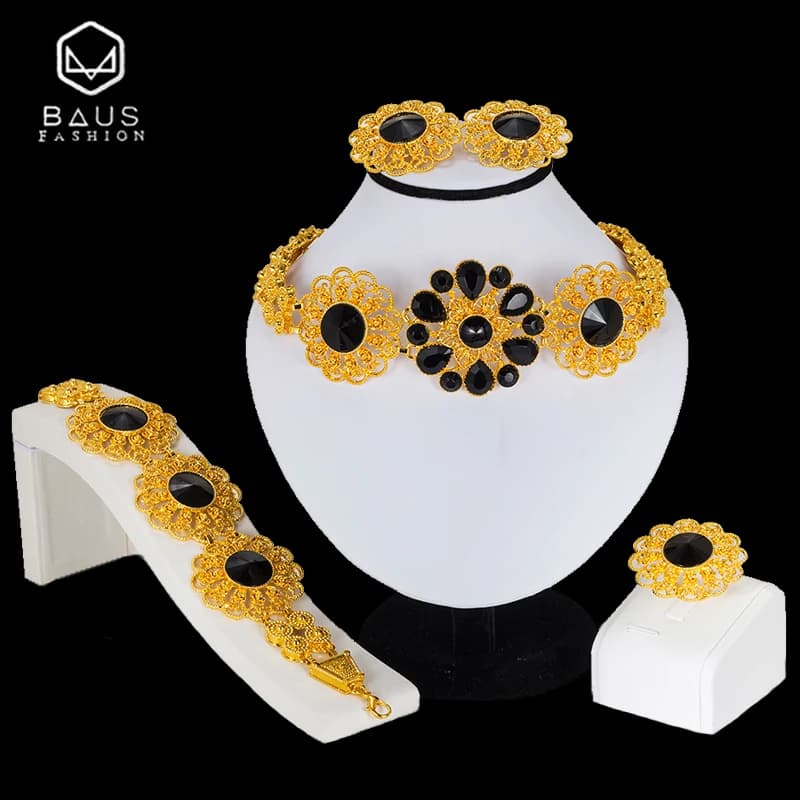 Nigerian Wedding African Beads Jewelry Set for Women Fashion Dubai Gold Color Bridal Jewelry Wholesale