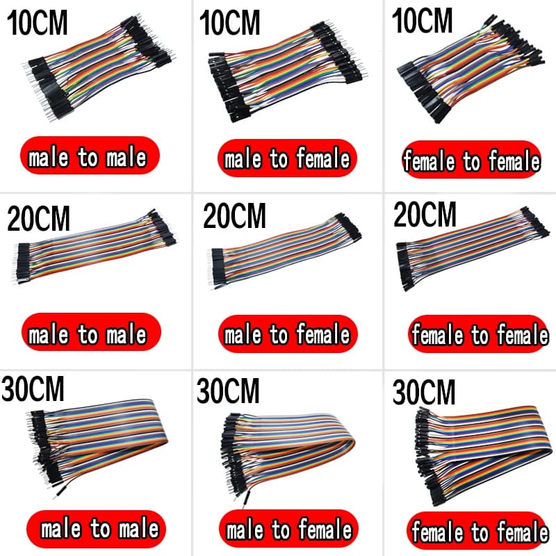 40 Pin Dupont Jumper Wire Cable Kit 10cm 20cm 30cm Male to Male, Female to Male, Female to Female for Arduino DIY Projects