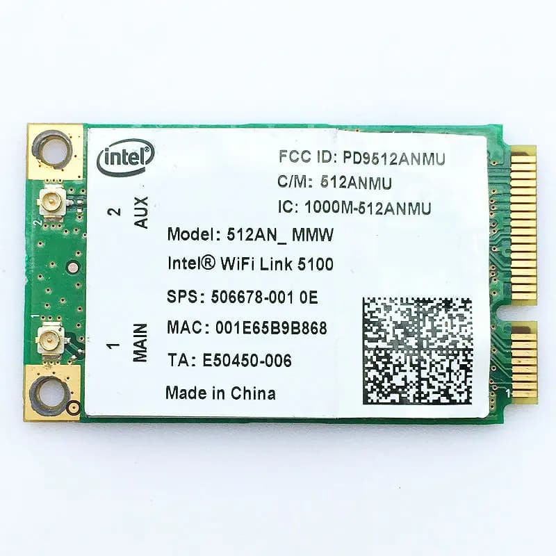 Intel 512AN_MMW 5100 AGN Dual Band 300Mbps Mini PCI-E Card (802.11a/b/g/n) Wireless WiFi Link - HP 6535b 6730b, Part# 506678-001