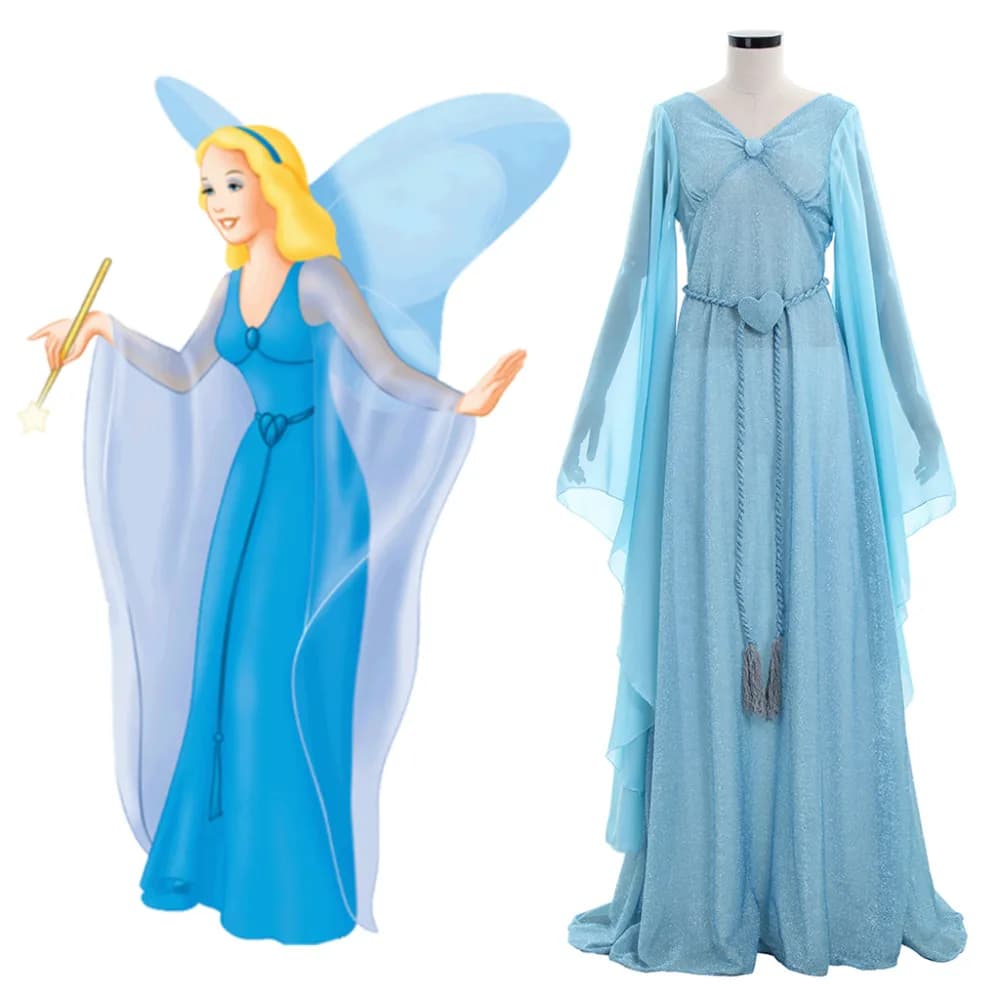 Blue Fairy Princess Dress Costume for Halloween Carnival Costume Cosplay Women