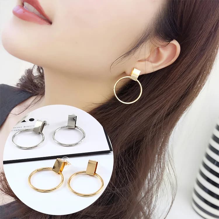 Gold Punk Fashion Earrings for Women - Big Round Pendant Boucle D'oreille