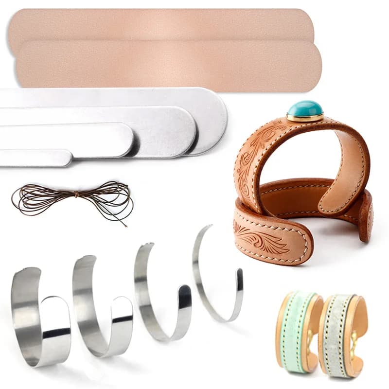 DIY Bracelet Making Kit with Stainless Steel Inner Core 5-20mm, Genuine Cow Leather, and Sewing Waxed Thread for Wristbands