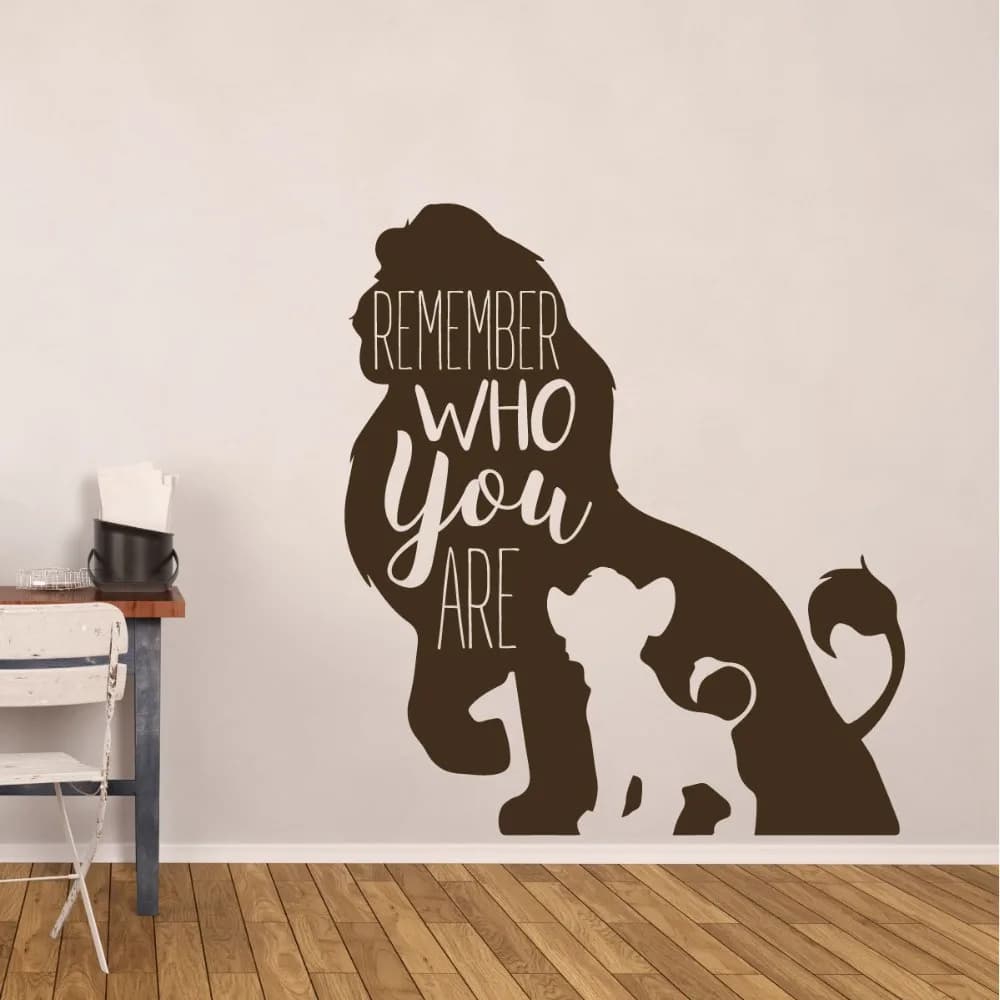 Simba and Mufasa Vinyl Wall Decal - Lion King Boys Room Decor Sticker - Remember Who You Are - AZ123