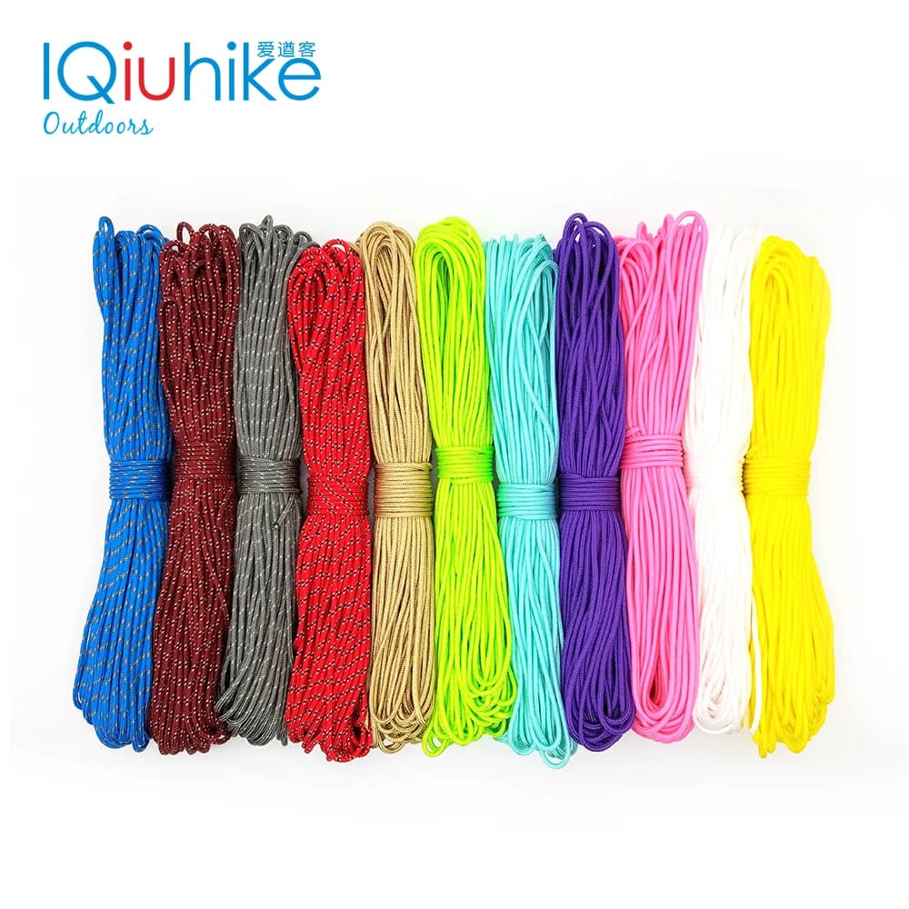 100FT 25FT 100 Colors Dia.2mm One Stand Cores Rope Paracord for Survival Parachute Cord Lanyard Tent Rope for Hiking Camping