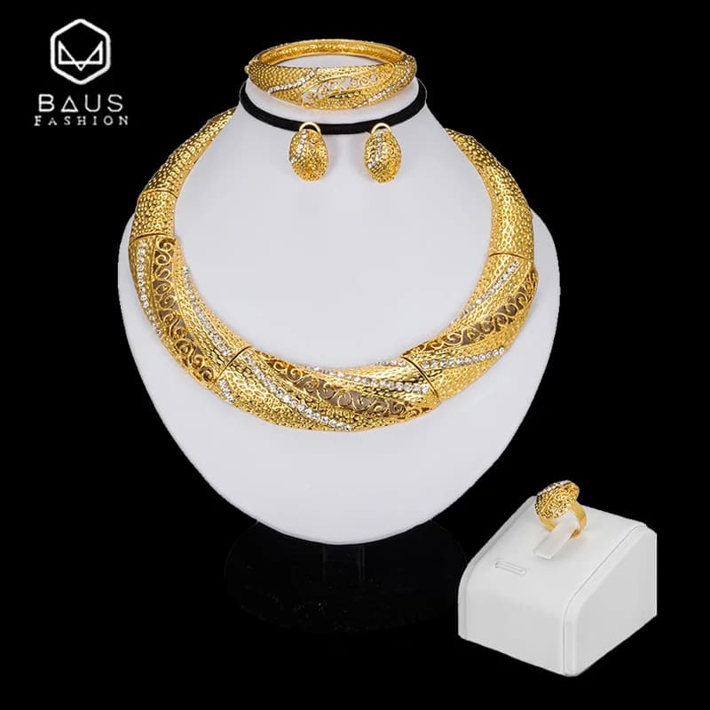 BAUS Exquisite Dubai Jewelry Sets Luxury Golden Color Indian Jewelry Big Nigeria African Jewelry Wholesale Jewelry Accessories