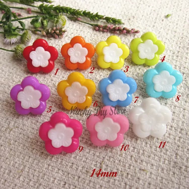 120 Pieces Assorted Flower Plastic Buttons for Sewing, Clothing, Cartoon Children's Crafts, Decorations, Scrapbooking - Loose Button Accessories