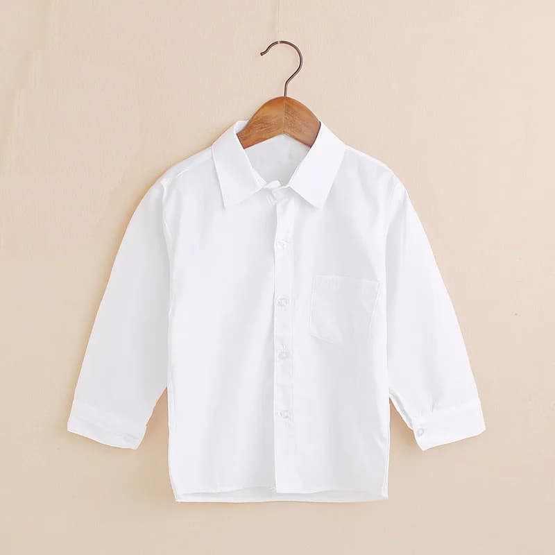 Plain White Baby Boys Shirts Children Clothes Classic Top Kids Tee Cotton Girl Jumper Solid Student Uniform