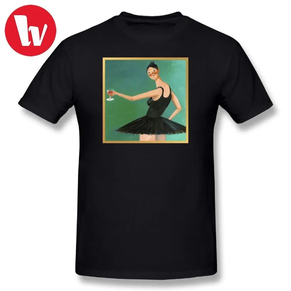 Kanye West MBDTF Ballerina T-Shirt for Men | Cartoon Print Summer Tee Shirt | Short Sleeve | Sizes 4XL-5XL | Graphic Music Tee