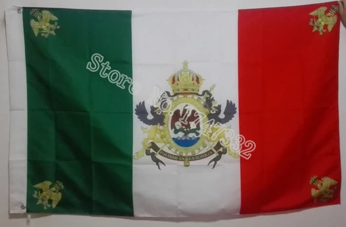 Mexico Flag of the Second Mexican Empire Flag Hot Sell Goods 3X5FT 150X90CM Banner Brass Metal Holes