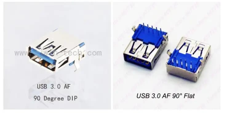 Female USB 3.0 Connector Socket 5PCS/10PCS - 90 Degree DIP for High-Speed Data Transmission, Curved/Flat Mouth, U Disk Compatible