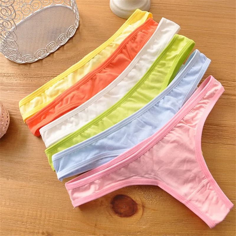 Teenage Girls Breathable Cotton Thong Panties Underwear – Solid G String Lingerie for Young Girls