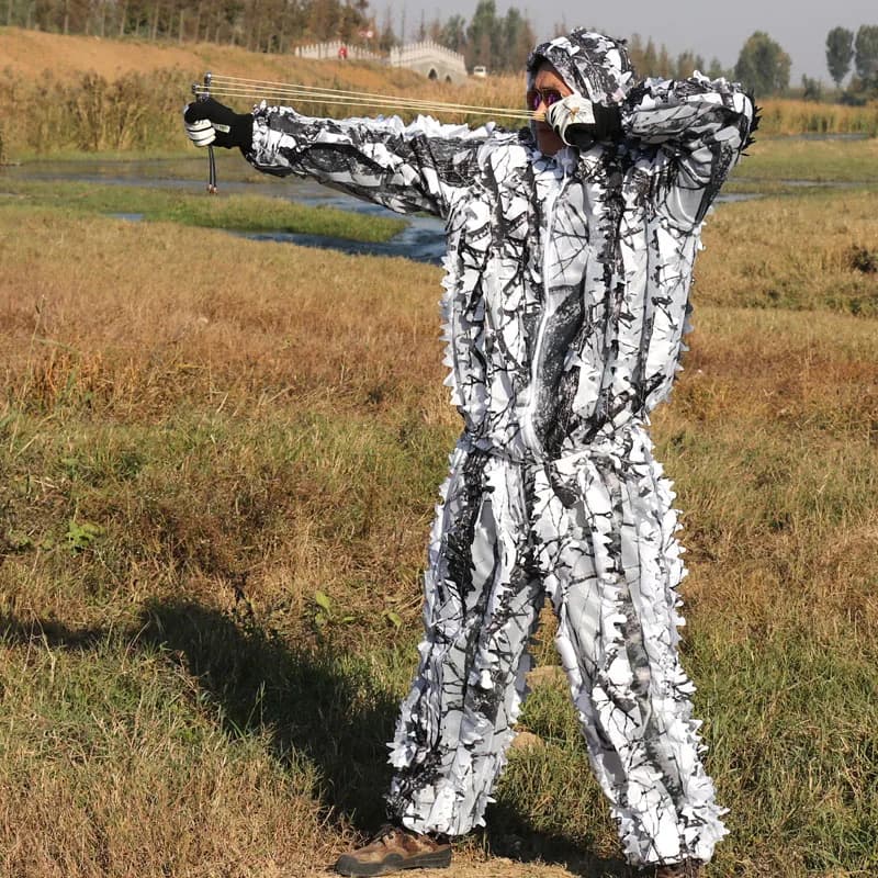 Winter Hunting Clothing: 3D Snow Bionic Camouflage Ghillie Suits for Sniper Archery in Snow White