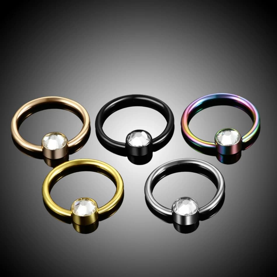 1PC 16G G23 Titanium Flat Gem CBR Ball BCR Helix Septum Nose Labret Lip Rings