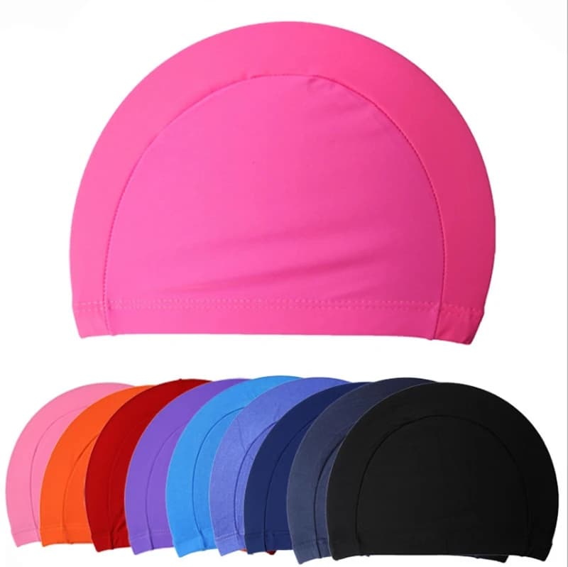 Adults Men Women Sporty Ultrathin Free Size Fabric Protect Ears Long Hair Swim Pool Cap Hat - Ideal for Swimming and Bathing