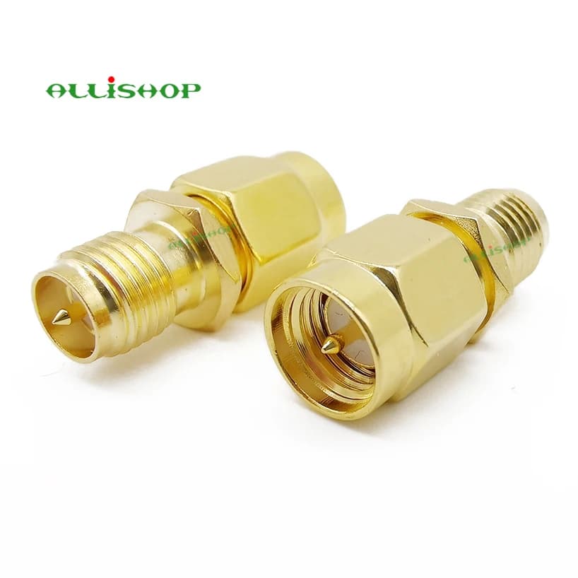 SMA Connector RF Coax Adapter - SMA Male to RP-SMA Female Jack, Goldplated, for FPV Drone Wi-Fi Antenna