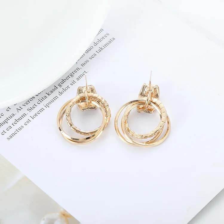 Versatile Circle Drop Rhinestone Earrings for Women - Korean Personality, Super Shiny, and Wedding Accessories