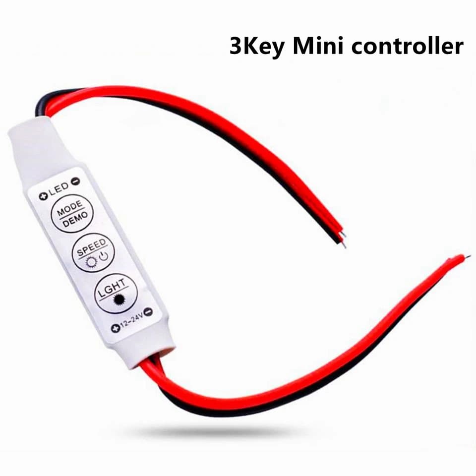 Mini LED Dimmer Controller DC 12V/24V, 3x4A Driver for Single Color LED Strip Lights SMD 2835 3528 5050 5630 3014