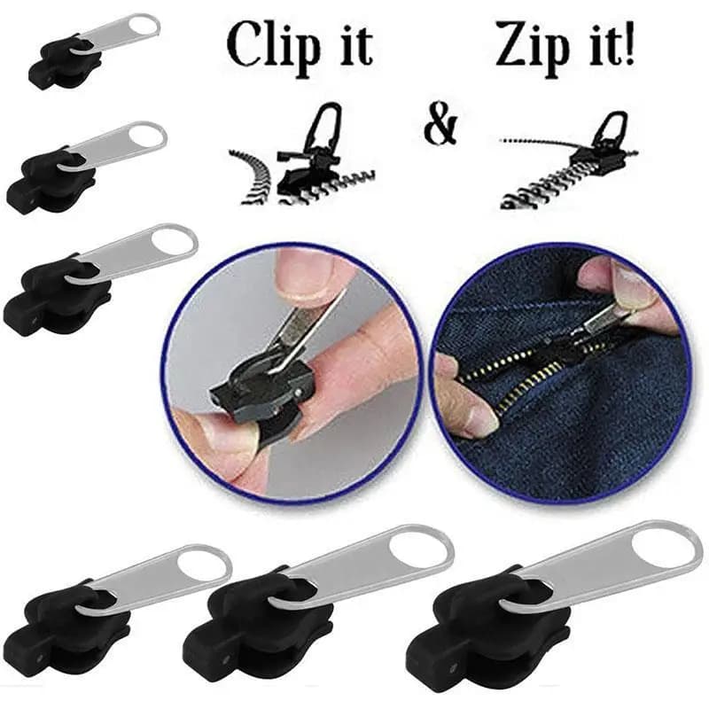 12PCS Instant Zipper Repair Kit - Universal Fix Zipper Replacement Set - New Design Zippers for Sewing - Includes Zip Slider Teeth Rescue