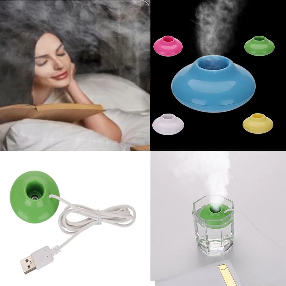 USB Flying Saucer Humidifier - Portable Mini Water Hydrator for Office or Household - Air Purifier and Mist Maker