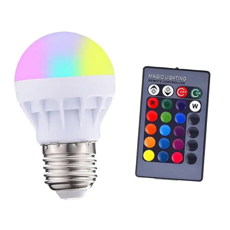 Energy-Saving 16-Color Changing E27 3W RGB LED Lamp Bulb with Infrared Remote Control