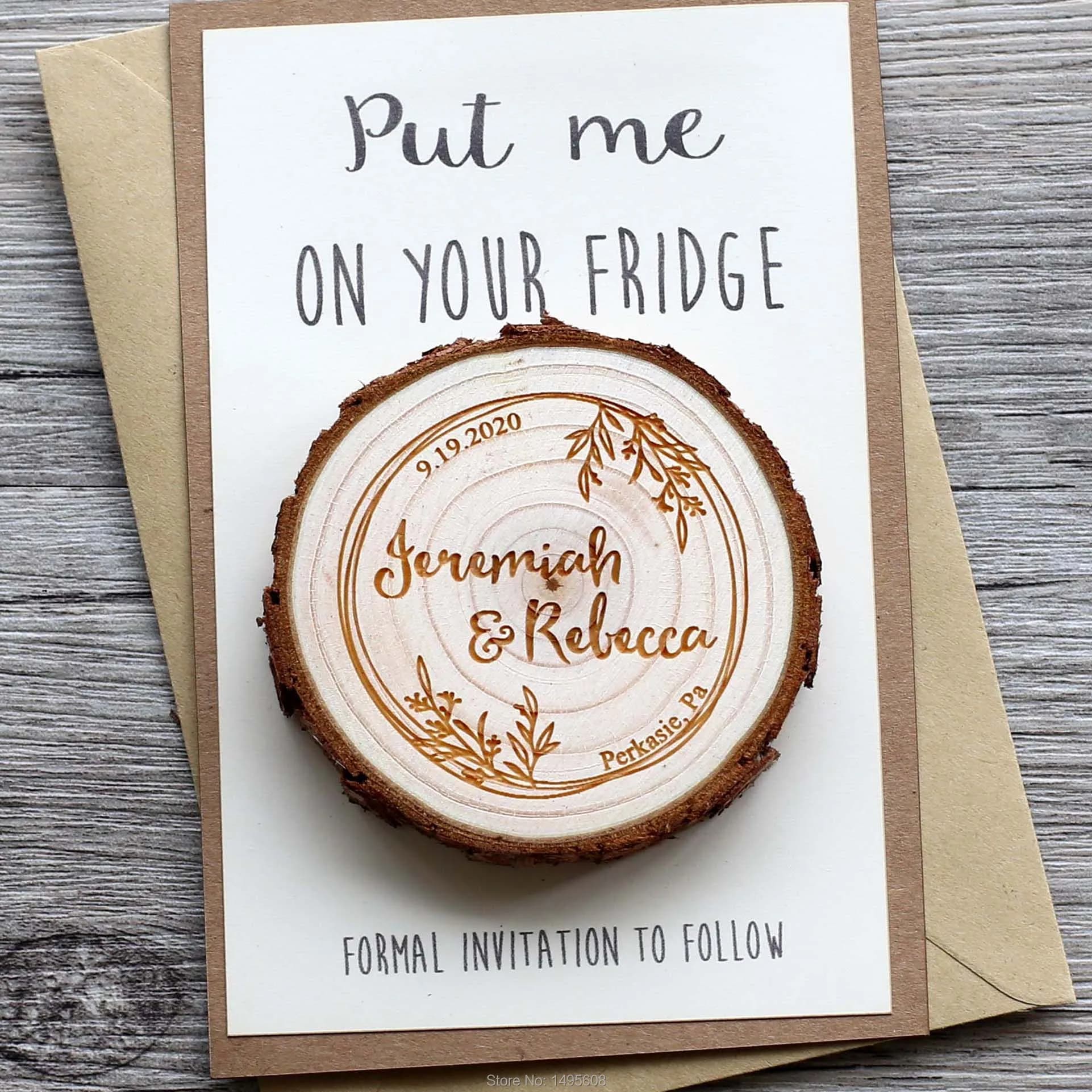 Personalized Wood Slice Save the Date Magnet - Wedding Favors, Invitations, Decor, Accessories, Gifts for Guests