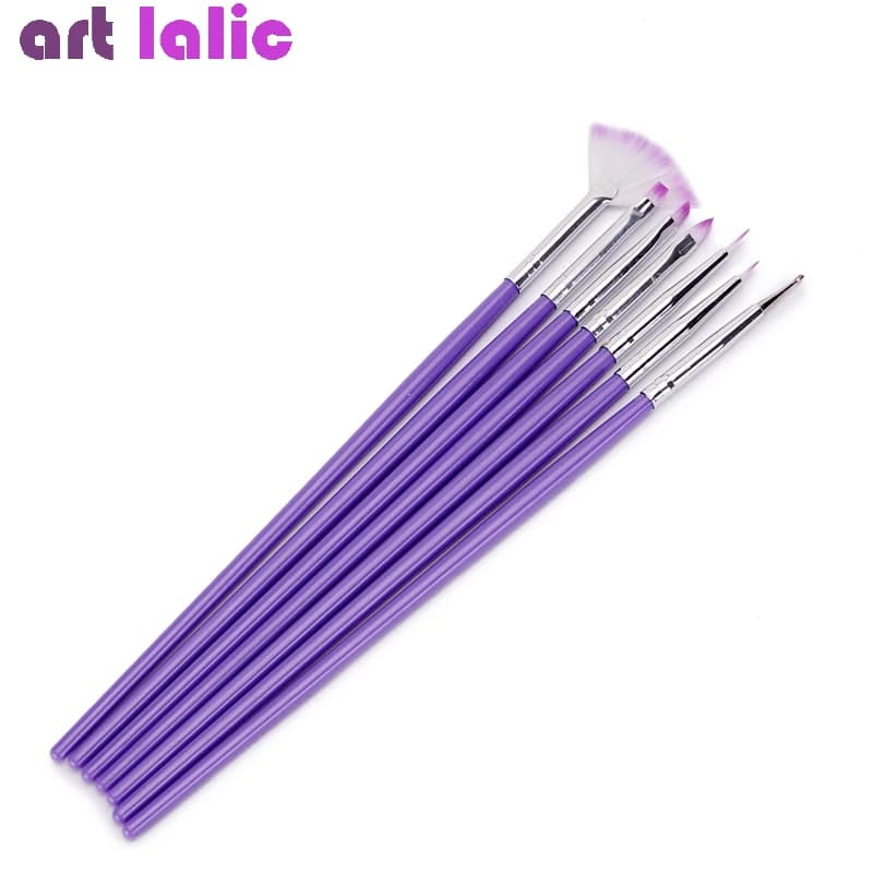 7PCS Hot Purple Nail Art Design Brush Manicure Set for Painting Dotting Tool Brushes Pen