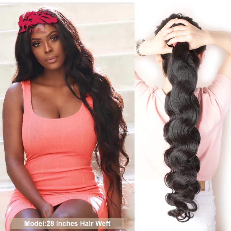 Ali Queen Hair Brazilian Hair Body Wave Hair Weave Bundles 100% Human Remy Hair P/9A Natural Color 8"- 30" Hair Weaving