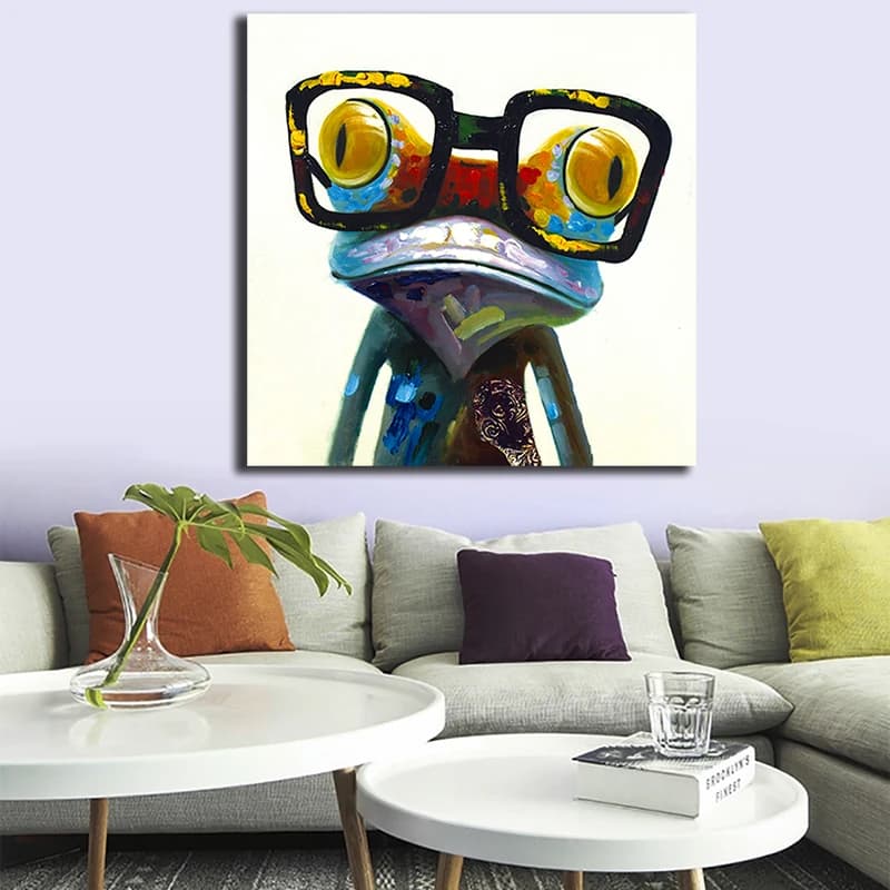 Frog with Glasses Canvas Painting Modern Posters and Prints Wall Art Pictures for Home Decoration - Cuadros for Living Room and Bedroom