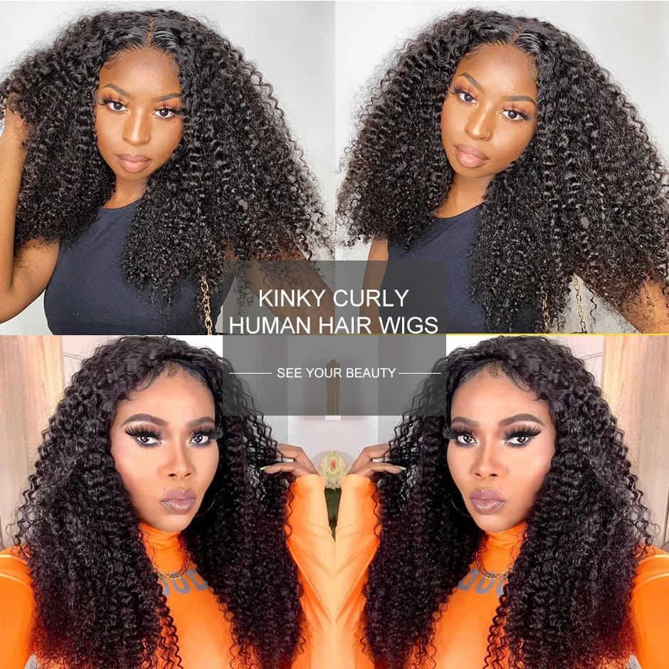 ISEE HAIR Mongolian Kinky Curly Lace Wig for Women - 13X6 HD Lace Frontal Closure and Human Hair Extensions