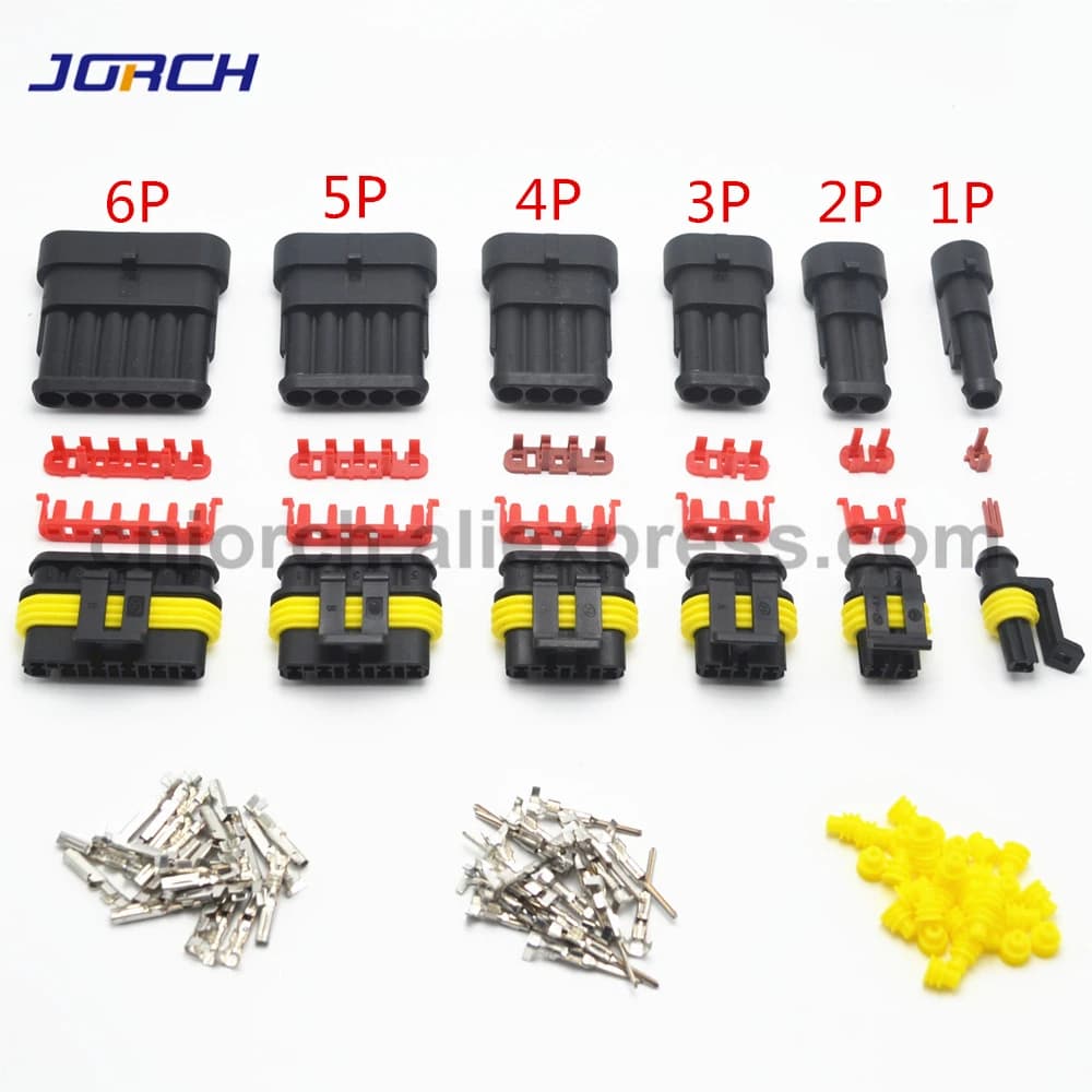 1 Set of AMP Tyco Super Sealed Automotive Wire Connector Electrical Plug Terminals for Cars - 1/2/3/4/5/6 Pin Way